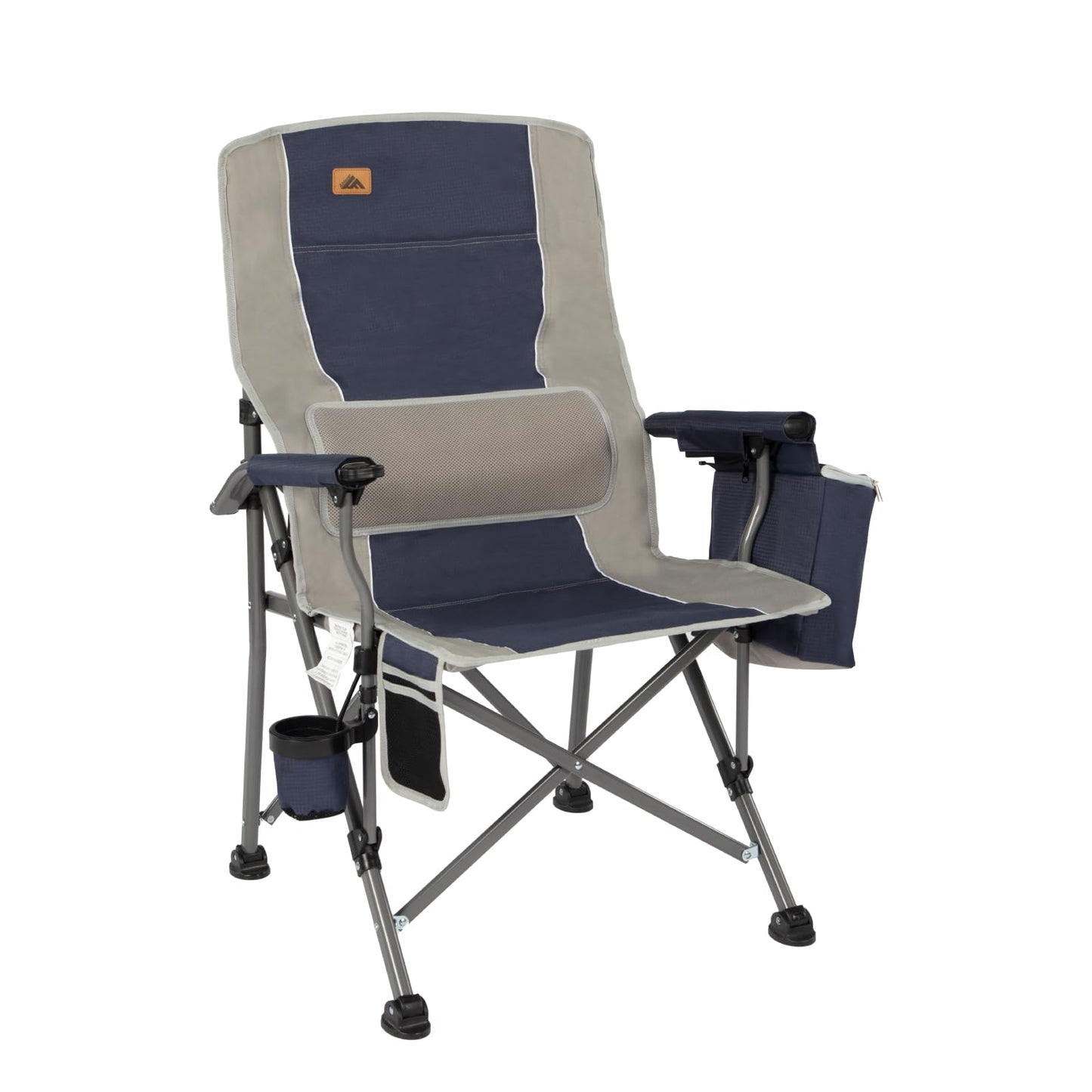 Ablazer Camping Chairs for Adults, Support 350 LBS Folding Chairs for Outside, Lawn Chairs Heavy Duty with Cooler Bag & Cup Holder (Blue & Grey)
