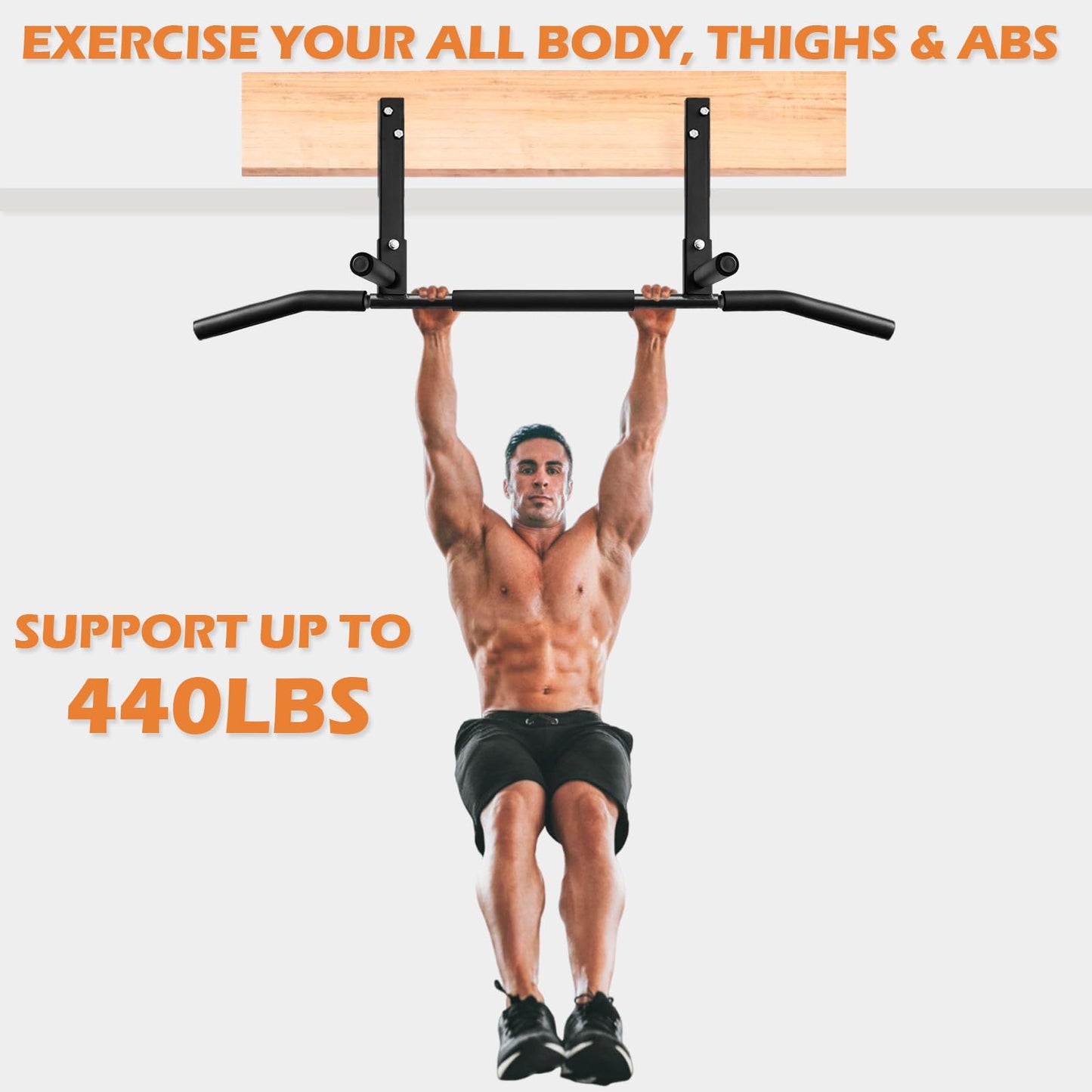 ATENTO Joist Mount Pull Up Bar, Multi-Handle Ceiling Mount Chin Up Bar, Heavy Duty, Workout for Home Gym, Beam,42" Wide Bar - (Pull Up Bar 4)