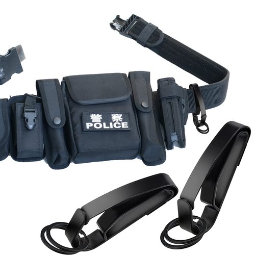 PWOOTEIY Tactical Key Ring Holder for Belt Quick Release Key Clip with Detachable Keyring for Police Fire Agency, 2.25 Inch Max, Black