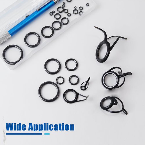 MAFIMOEA 27pcs Fishing Rod Eyelet Repair Kit Rod tip Repair kit Ceramic Guides Rings Replacement Kit 14 Sizes with A Tweezer Fishing Rod tip Repair kit