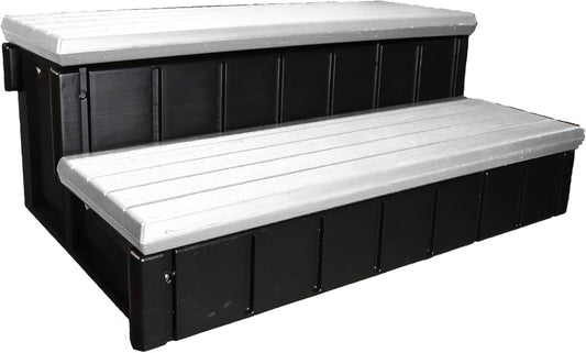 Confer Plastics Two Tier 36" Wide Deluxe Hot Tub Step. Non-Skid Spa Steps, Easy Installation, Sturdy, Long Lasting Upgrade to Your Space. Proudly Made in USA. - Espresso