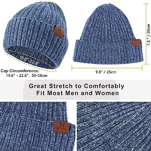 Women's Winter Knit Hat Beanie Scarf Gloves Set - One Size Blue