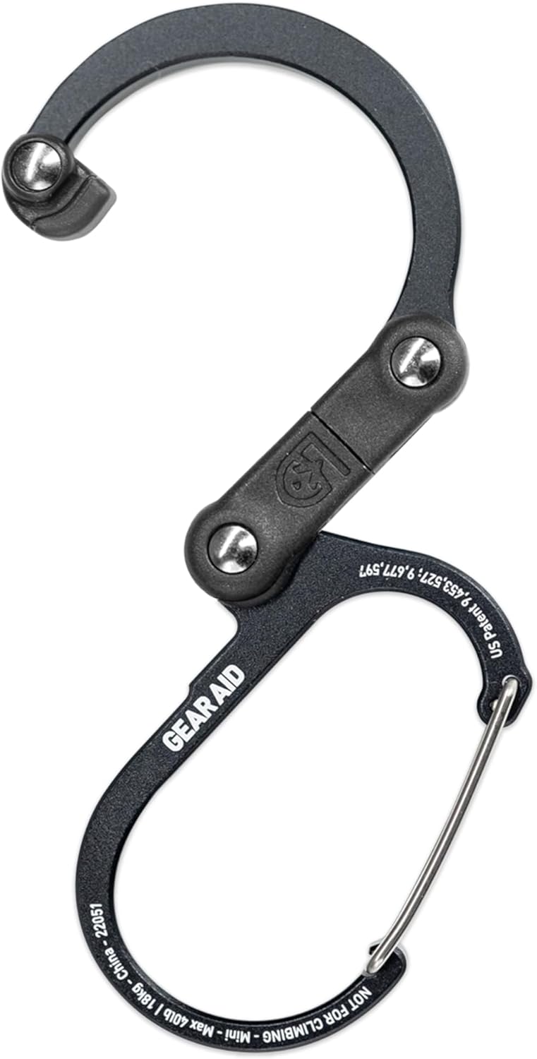GEAR AID HEROCLIP (Mini) Carabiner Gear Clip and Hook, for Hanging Bags, Purses, Lanterns, Strollers, Tools, Helmets, Water Bottles, and More