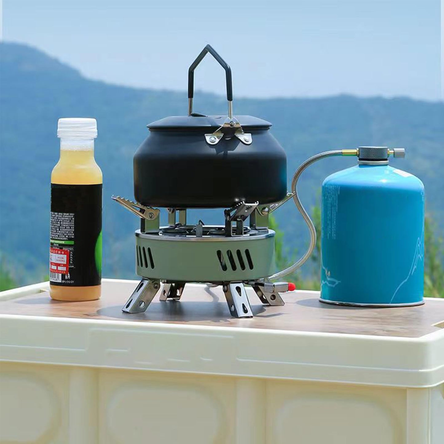 ARJEOU Camping Stove, Portable Lightweight Backpacking Stove with EVA Bag and Piezo Ignition, Foldable 3 in 1 Gas Stove Burner for Outdoor Picnic Cooking and Hiking (Large)