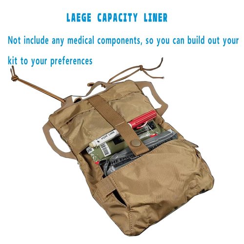 IFAK Med Pouch,Rapid/Quick Deploy First Aid Kit Pack, Two-Piece System Med Roll Carrier Hypalon Handle Hunting Bag