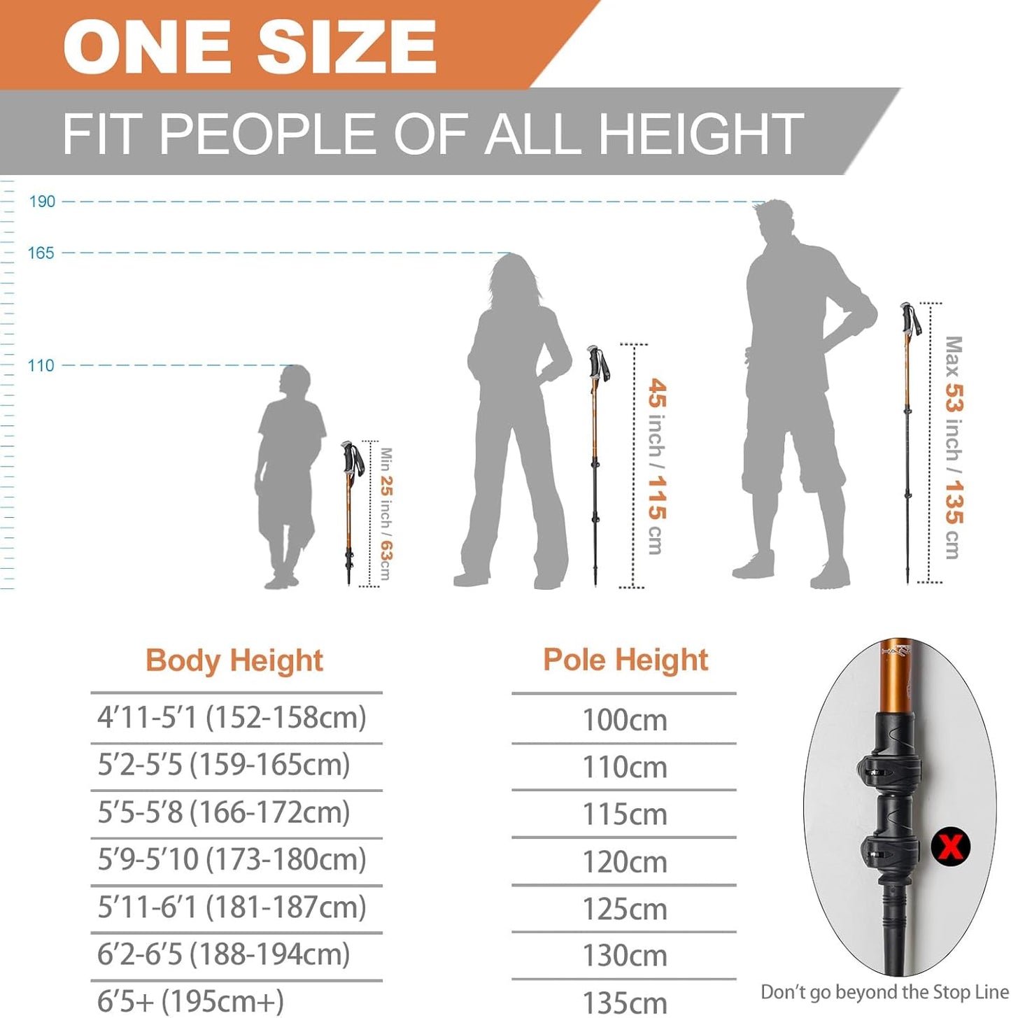 Aluminum Trekking Poles - Quick Adjustable Locks, Comfort Handle, Padded Strap, Snow Baskets - Walking Sticks Suitable for Hiking, Walking