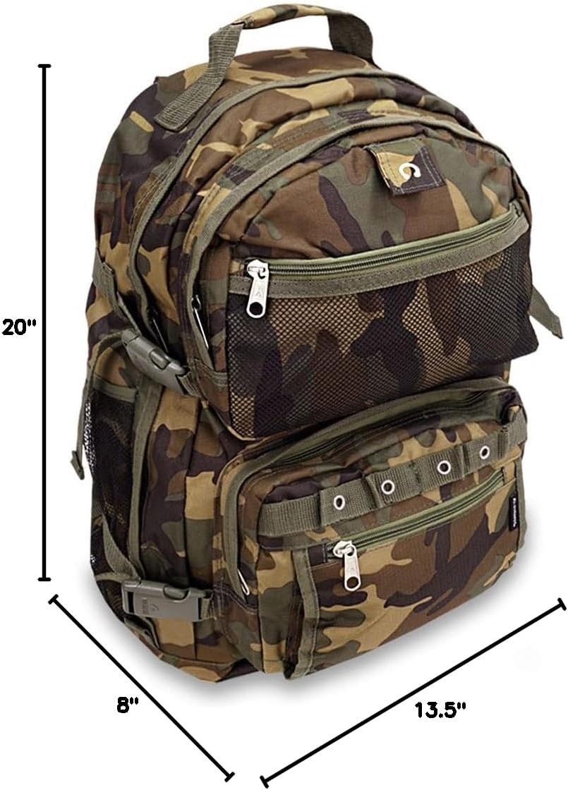 Everest Oversize Woodland Camo Backpack, Camouflage, One Size,C3045R-CAMO