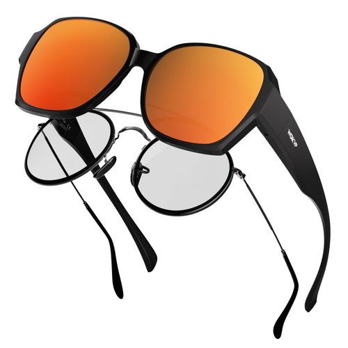 WGKVP Polarized Sunglasses, Lightweight & Impact-Resistant glasses, UV400 Protection glasses for men and women (Glossy Black Red)