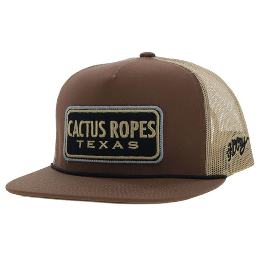 HOOEY Adjustable Snapback Trucker Hat with Cactus Ropes Logo (Brown/Tan)