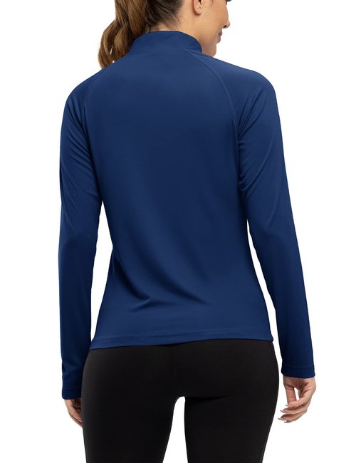Rdruko Women's SPF Shirts Long Sleeve Lightweight Quater Zip UV Protection Dry Fit Hiking Pullover(Navy, US XXL)