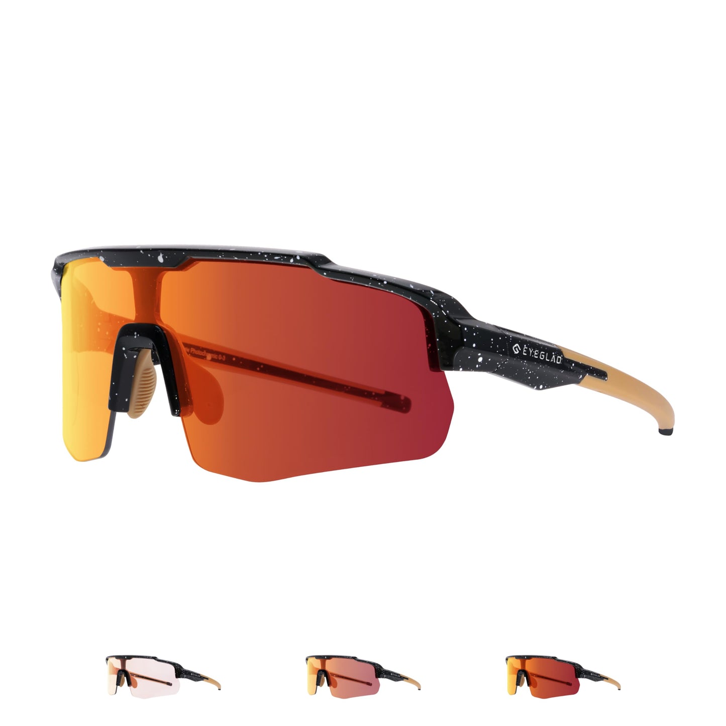 EYEGLAD MOTIONVIEW Sports Photochromic Sunglasses Outdoor UV400 Men Women Cycling Surfing Running Fishing Baseball Softball Sports (Universe Red)