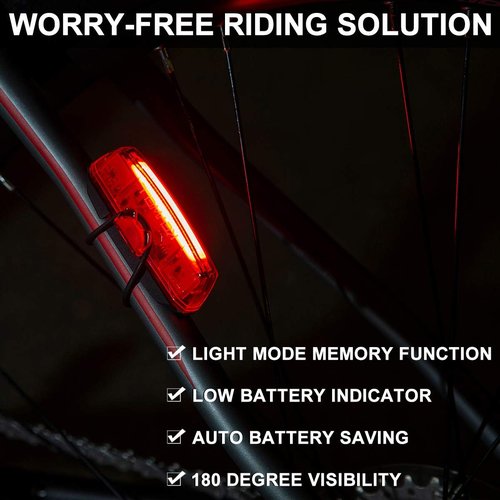 Bike Tail Light USB Rechargeable - Super Bright LED Rear Bicycle Light Clip On as Red Back Taillight with 6 Lighting Modes for Road Mountain Cycling Safety Accessories (Red)
