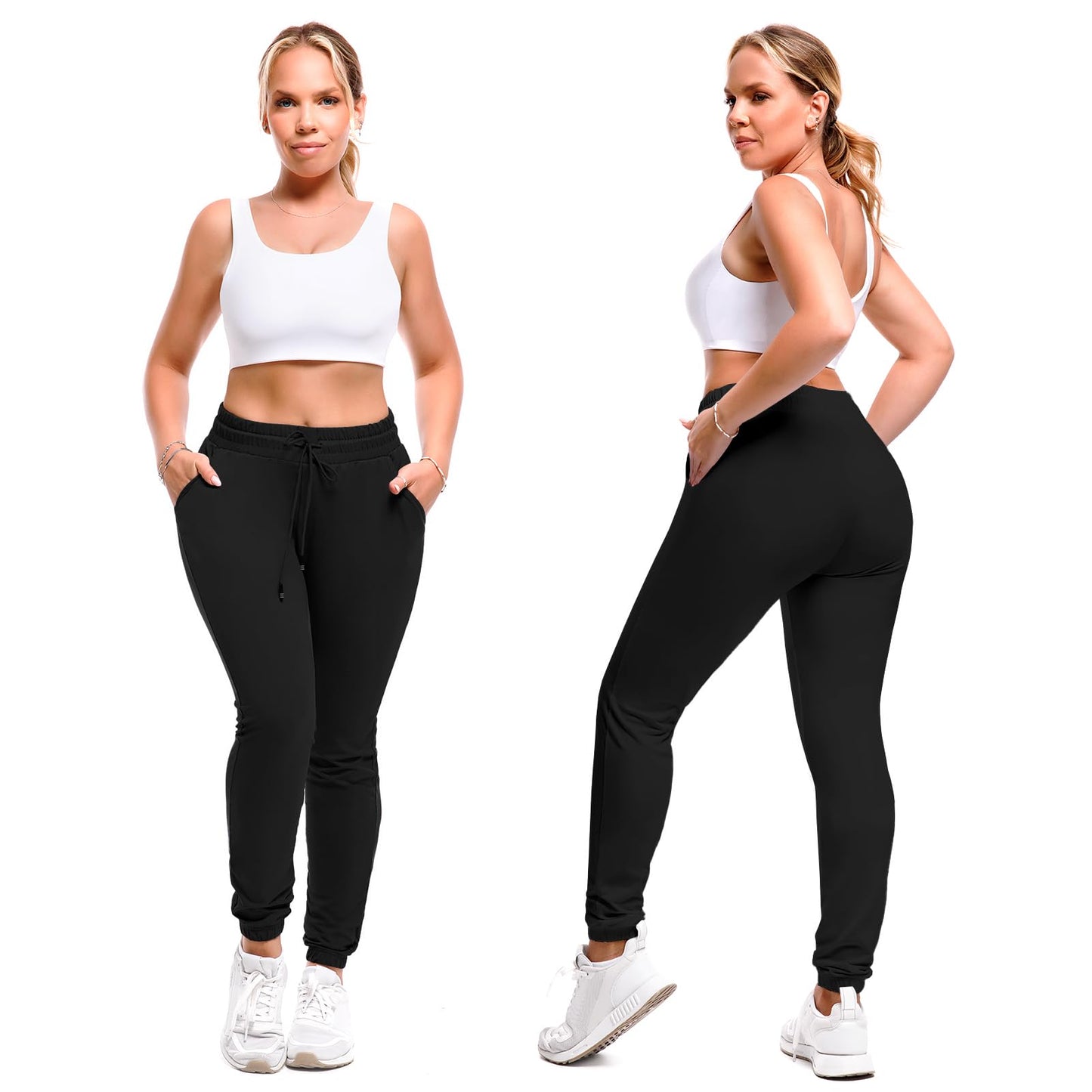 SINOPHANT Joggers for Women with Pockets Drawstring Sweatpants for Lounge Gym Yoga Black S