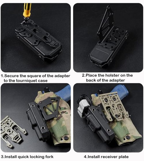 Tactical Holster Adapter Tourniquet Holder Mount QLS Extension Adapter Holster Accessories Belt Attachment Black