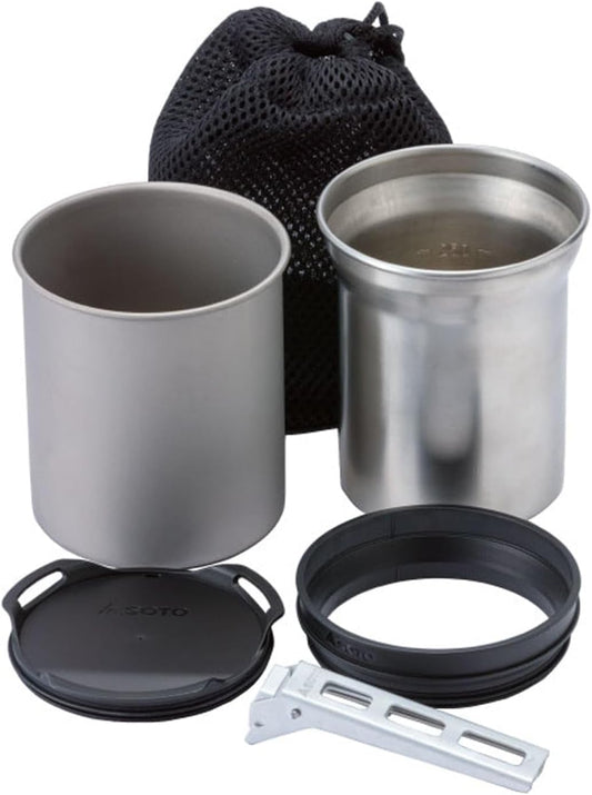 SOTO Thermostack Camping Cooking Set - Multi-Functional Camping Pot Set, Camp Cookware Set for Outdoor Backpacking Camping Hiking Picnic