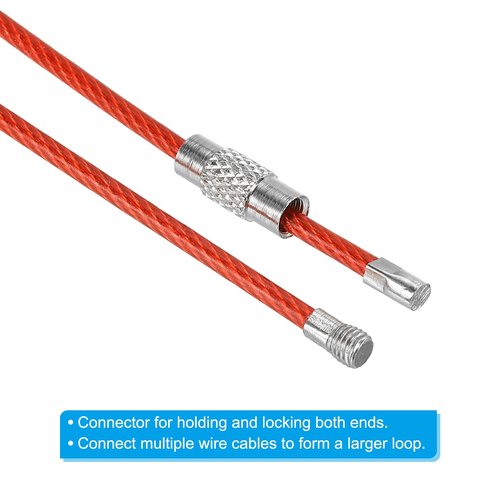PATIKIL 6 Inch Length Wire Keychain Cable 150mm, 5 Pack Stainless Steel Key Ring Loop for Outdoor Hiking Sport, Red