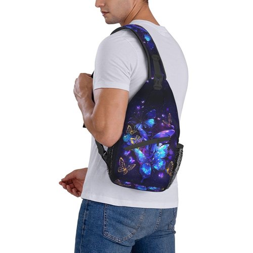 Nmbvcxz Butterflies Crossbody Sling Bag for Women Men Sling Backpack Casual Travel Hiking Daypack Chest Shoulder Bag