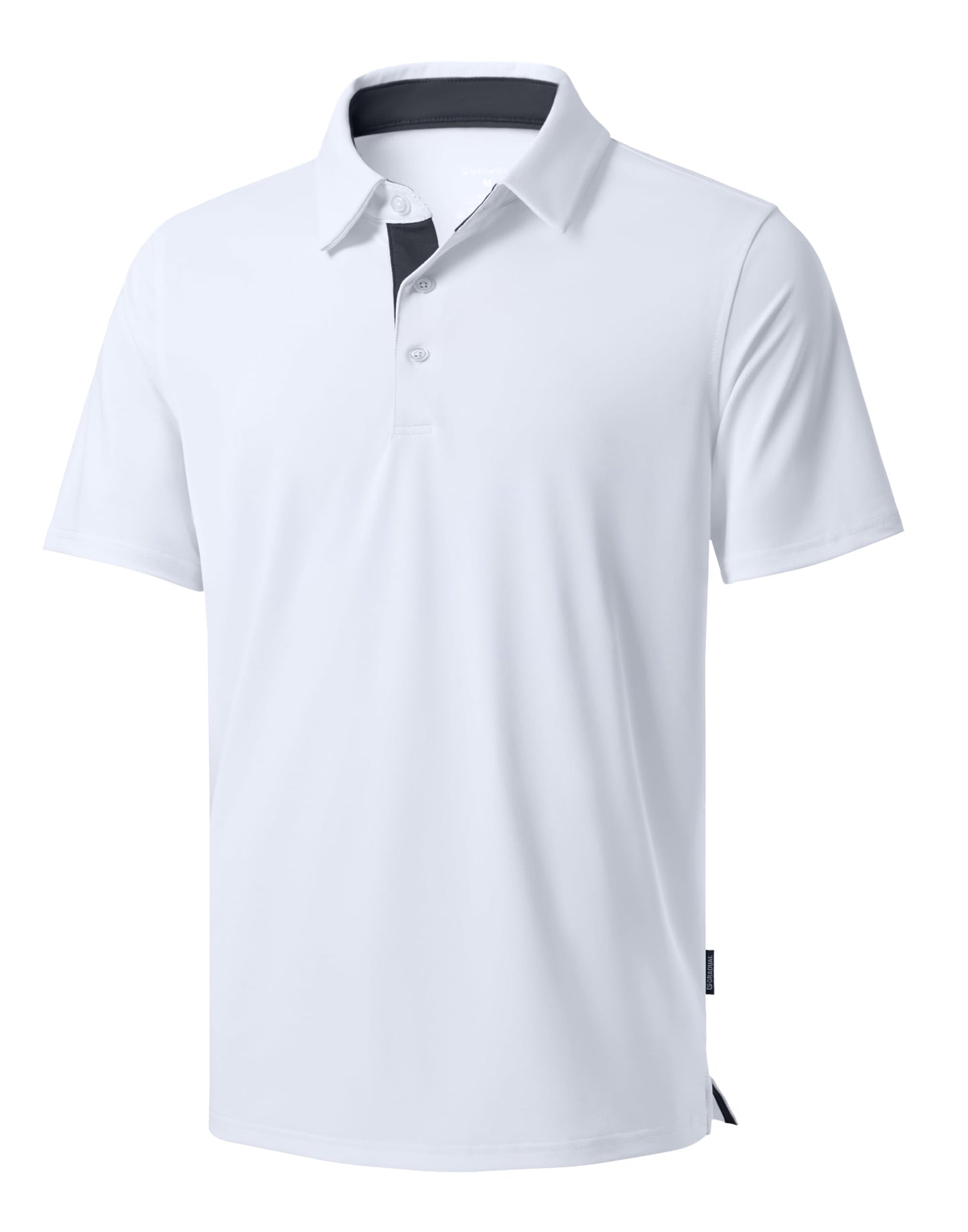 Men's Golf Shirts Dry Fit Moisture Wicking Performance Short Sleeve Collared Polo Shirts for Casual Tennis Bussiness (White, L)