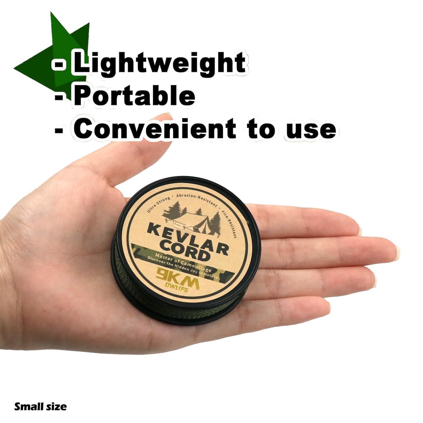 9KM DWLIFE Camo Green Kevlar Cord, 200lb 30ft High Strength, Ultralight, Abrasion Resistance for Trip Wire, Saw, Model Rocket, Hammock Tarp Ridgeline, Tactical Survival for Outdoor