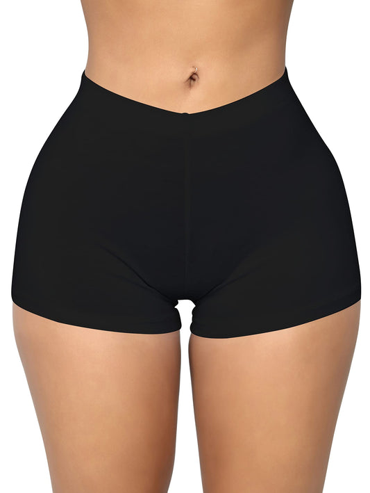 BORIFLORS Women's Sexy Workout Gym Biker Elastic Waist Booty Shorts, X-Small,Black