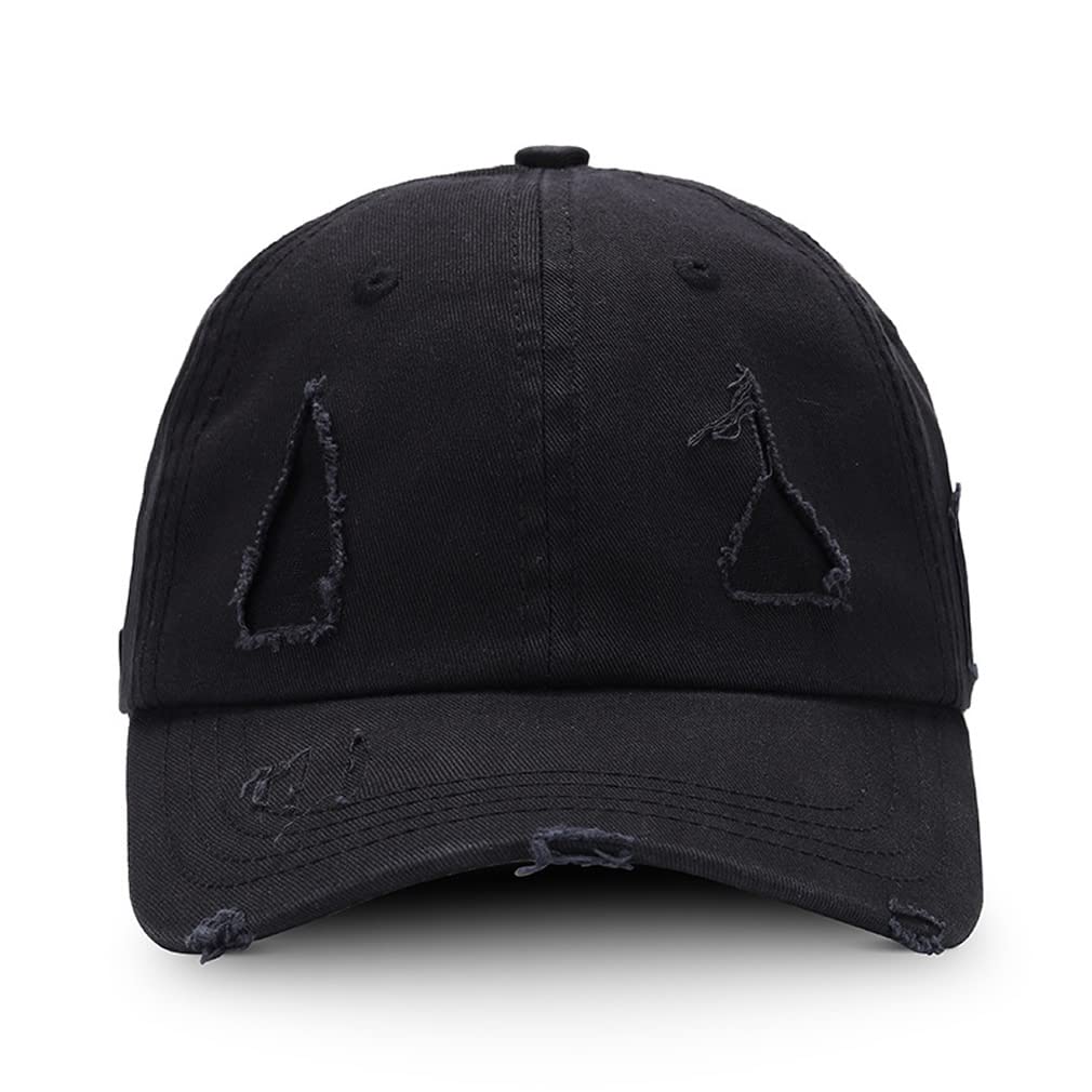 Quanhaigou 2 Pack Unisex Baseball Cap,Dad Golf Hats,Adjustable Polo Hat for Men Women (Black + Black)