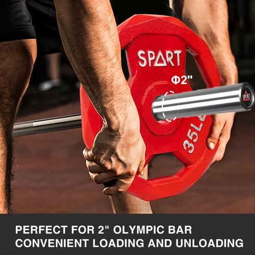 SPART Color Coded Weight Plate 2-Inch Cast Iron Tri-Grip Plate for Barbell,Solid Cast Iron Olympic Weight Plates for Strength Training, Weightlifting, Crossfit, 2.5LB, Pair