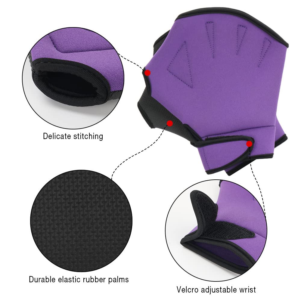 Aquatic Fitness Set, Water Dumbbells, Pull Buoy Leg Float EVA 5-Layer, Water Aerobics Workouts, 2PCS Foam Barbells Pool Resistance Gloves Swimming Beginners Sports Exercise (Purple Fitness Set)