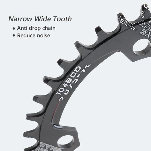 DJC Bike Chainring 104BCD Oval 32t 34t 36t 38t Tooth Narrow Wide 7/8/9/10/11/12 Speed Ultralight MTB Mountain Bike 104 BCD Chainwheel,07# Oval Black,36T