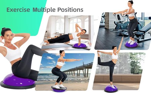 DrfzCa Balance Ball Trainer-Half Ball for Yoga with Resistance Band and Foot Pump, Improve Workout Half Balance Ball,Exercise Balance Ball for Stability Training and Home Gym