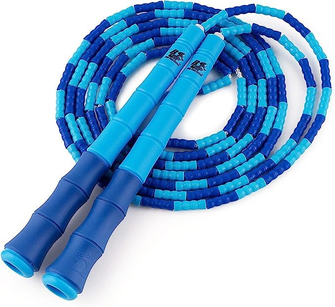 Buddy Lee Beaded Jump Rope - Blue Adjustable Fitness Skipping Rope for Adults