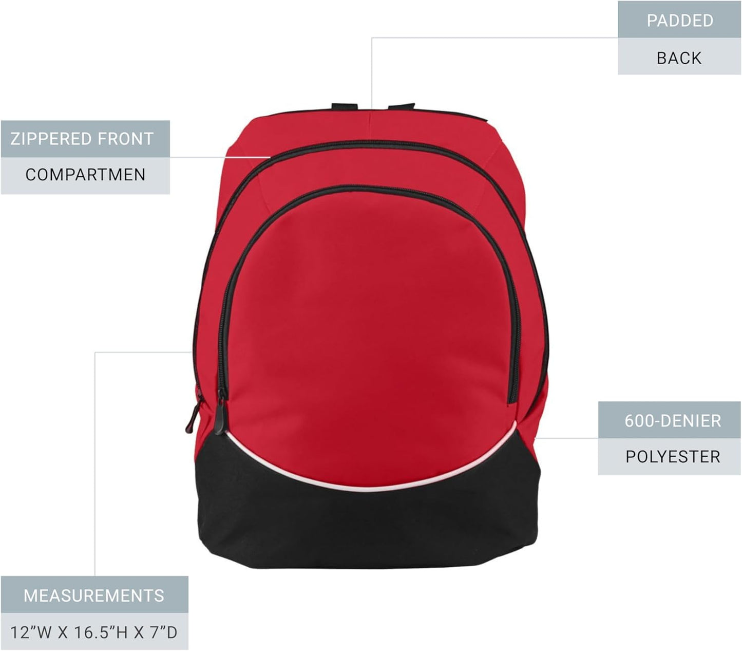 Tri-Color Large Backpack for Sports & Travel - Purple/Black/White by Augusta Sportswear
