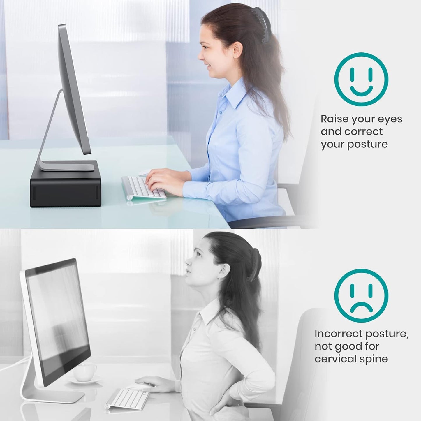 Monitor Stand Riser, Klearlook Foldable, Height Adjustable Computer Stand, Desk Shelf Riser with Storage Drawer &Tablet Phone Stand for Desktop, Laptop (White)