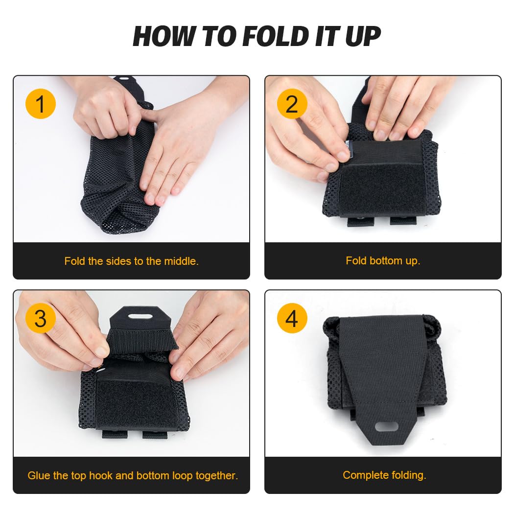 IDOGEAR Tactical Molle Dump Pouch Foldable Mag-Net Drawstring Recycle Pouch Recovery Tool Pack for Molle Belt Tactical Vest Backpack (Black)