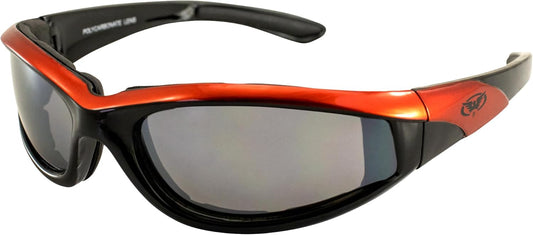 Global Vision Eyewear Hawkeye Motorcycle Sunglasses for Men or Women, Flash Mirror Lens, Orange Frame