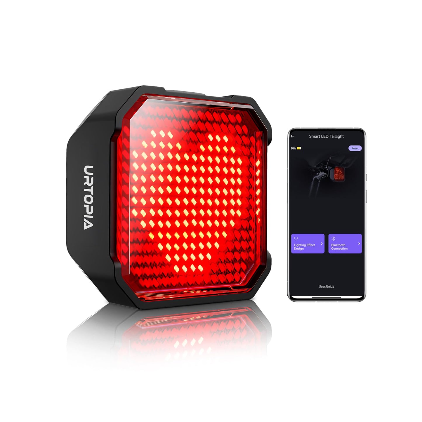 Animated Bike Tail Light, Design Patterns via App, Cute Bike Light, Smart Bicycle Brake Light for Night Riding, Rechargeable, IP66 Waterproof, Gift for Kids and Cyclist