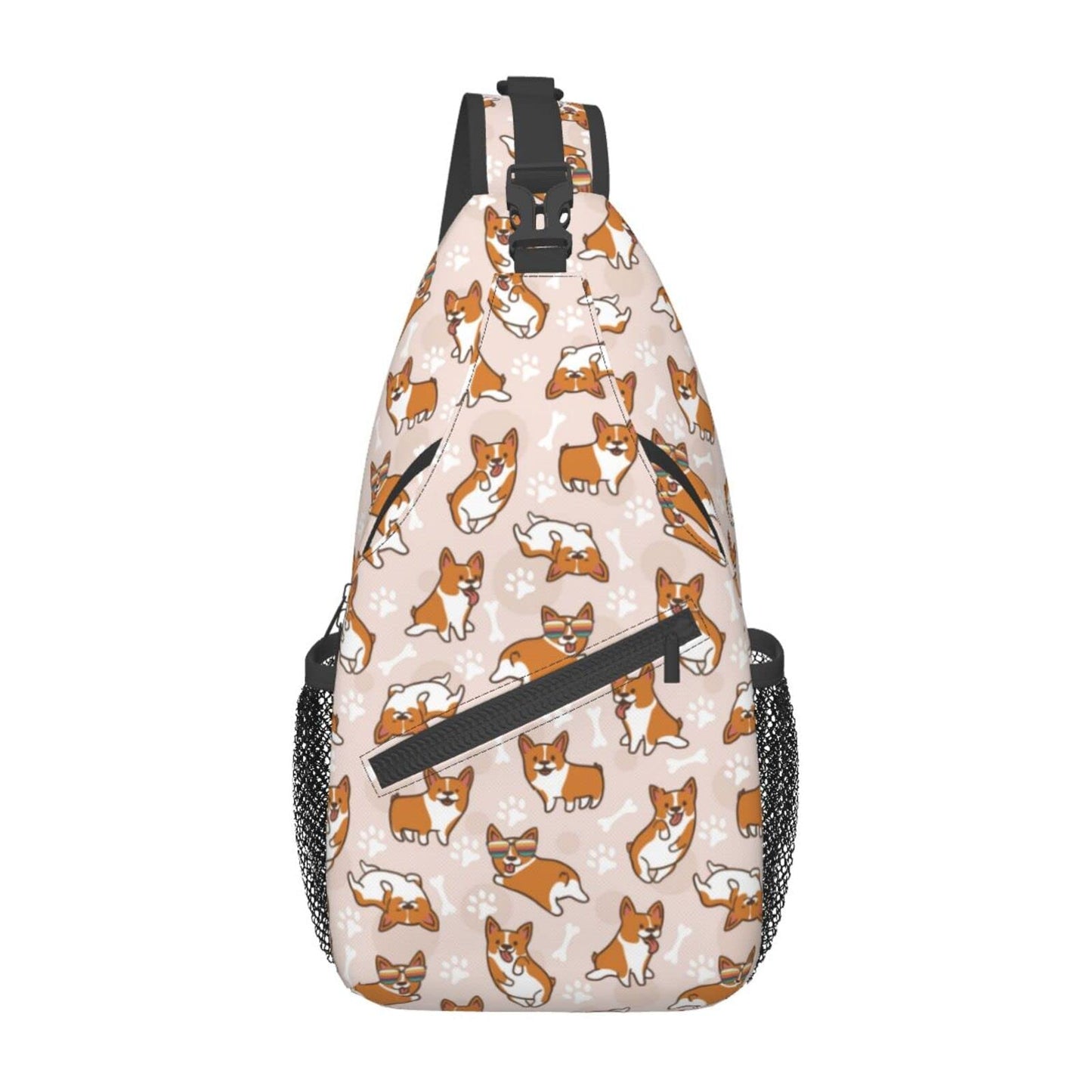 Qaonyui Corgi Sling Bag Crossbody Daypack Hiking Shoulder Backpack for Women Travel