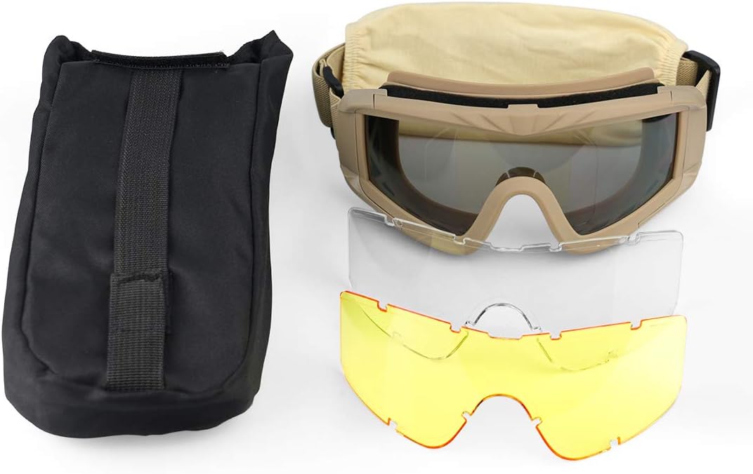 xaegistac Airsoft Goggles Tactical Safety Goggles Anti Fog Glasses Hunting Cycling