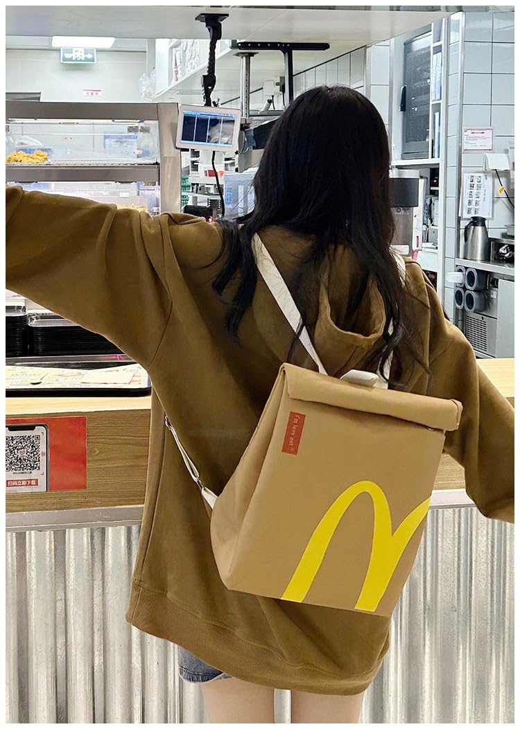 JBIUVBTY Classic Funny Retro Paper Bag Large Capacity Backpack Cute Personalized Shoulder Crossbody Canvas Backpack Notebook