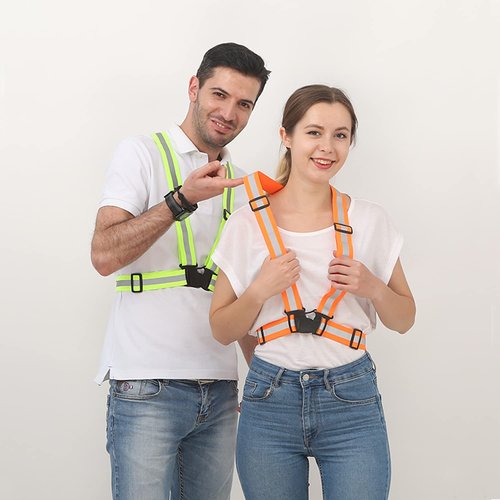 UMIKOOL DIRECT Reflective Vest Running Gear, High Visibility Adjustable Safety VES for Night Cycling, Hiking, Jogging, Dog Walking (Green Rose)