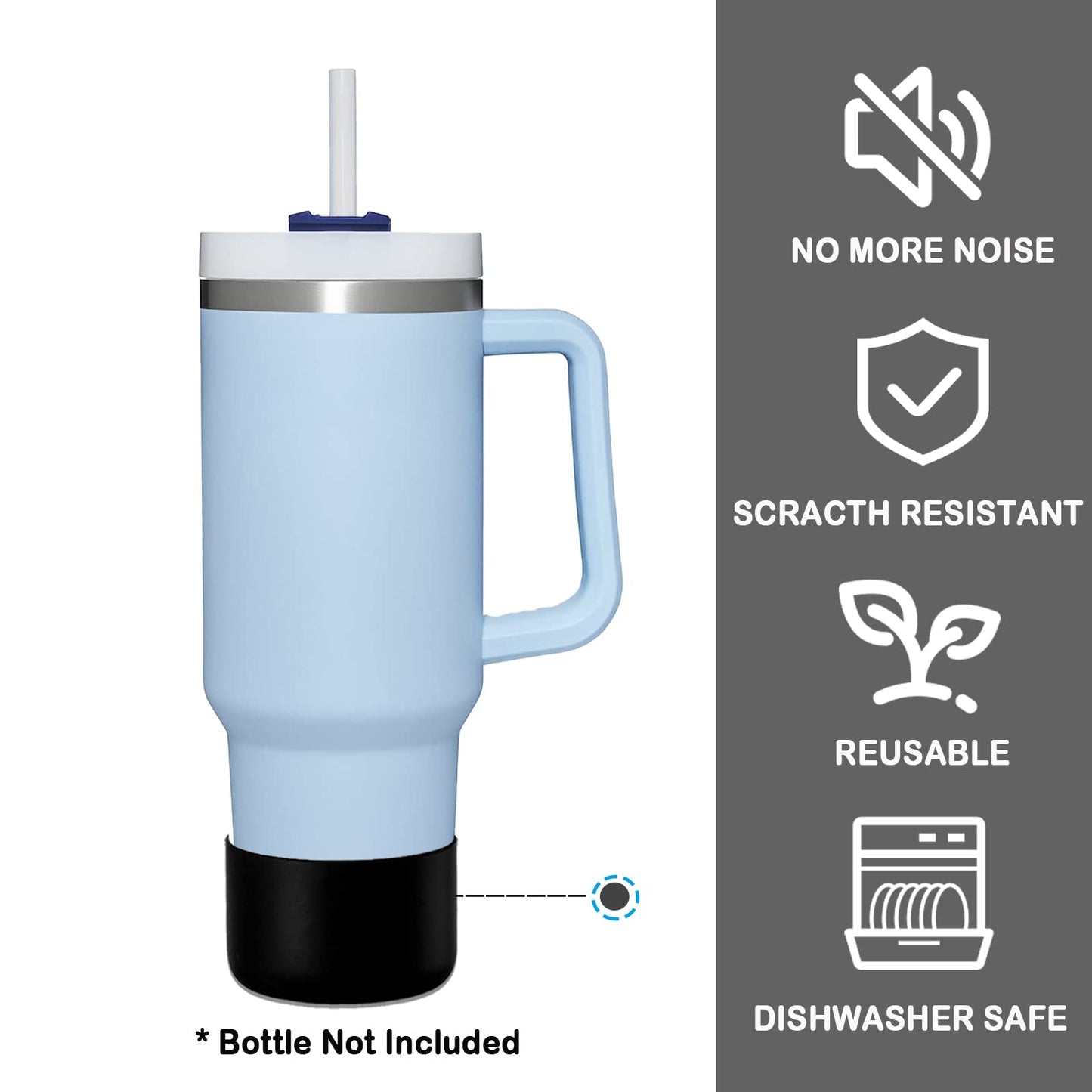 Greant 2 PCS Protective Water Bottle Boot Compatible with Stanley Quencher Adventure 30oz, Anti-Slip Silicone Boot Compatible with Stanley 40 oz Quencher (Purple)