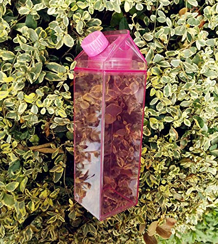 17oz Cute Leakproof Milk Carton Water Bottle - Portable Drinkware for Outdoor Activities - Pink