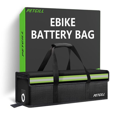 PETGILL E-Bike Battery Safe Bag Explosionproof - Large Capacity Fireproof Lipo Bag for Ebike Battery Charging and Storage(L 19.2x5.5x5.9Inches)