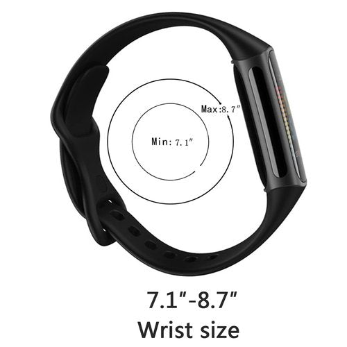 Replacement Bands Compatible with Fitbit Charge 6 / Fitbit Charge 5 Bands for Women Men, Silicone Fitness Sport Wristbands for Women Men Large Black+Black (2 Pack)
