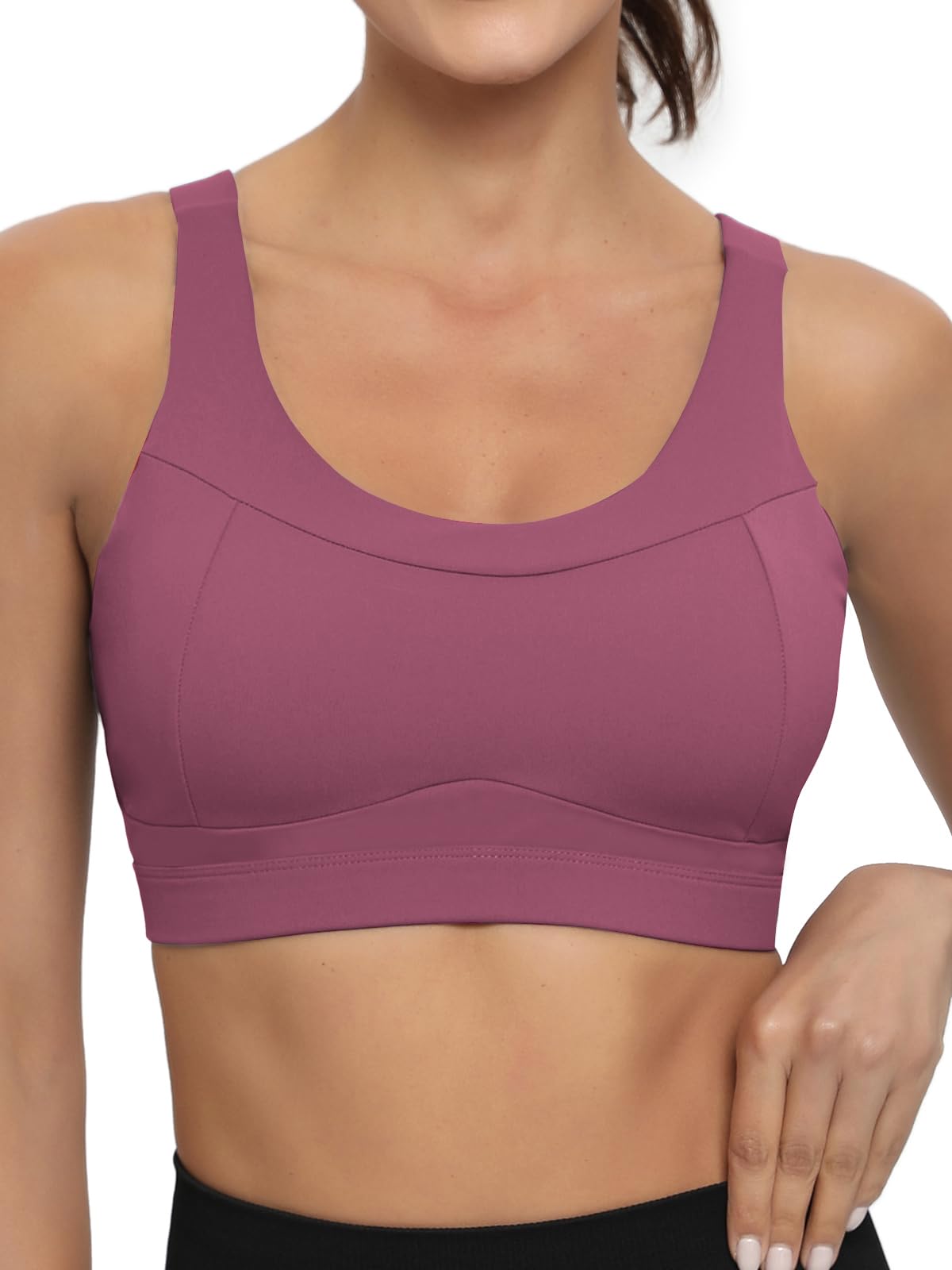 RUNNING GIRL High Impact Sports Bras for Women,Racerback Red Bra Workout Crop Tank Tops Longline Sports Bra Push up(WX2667 Pink,S)