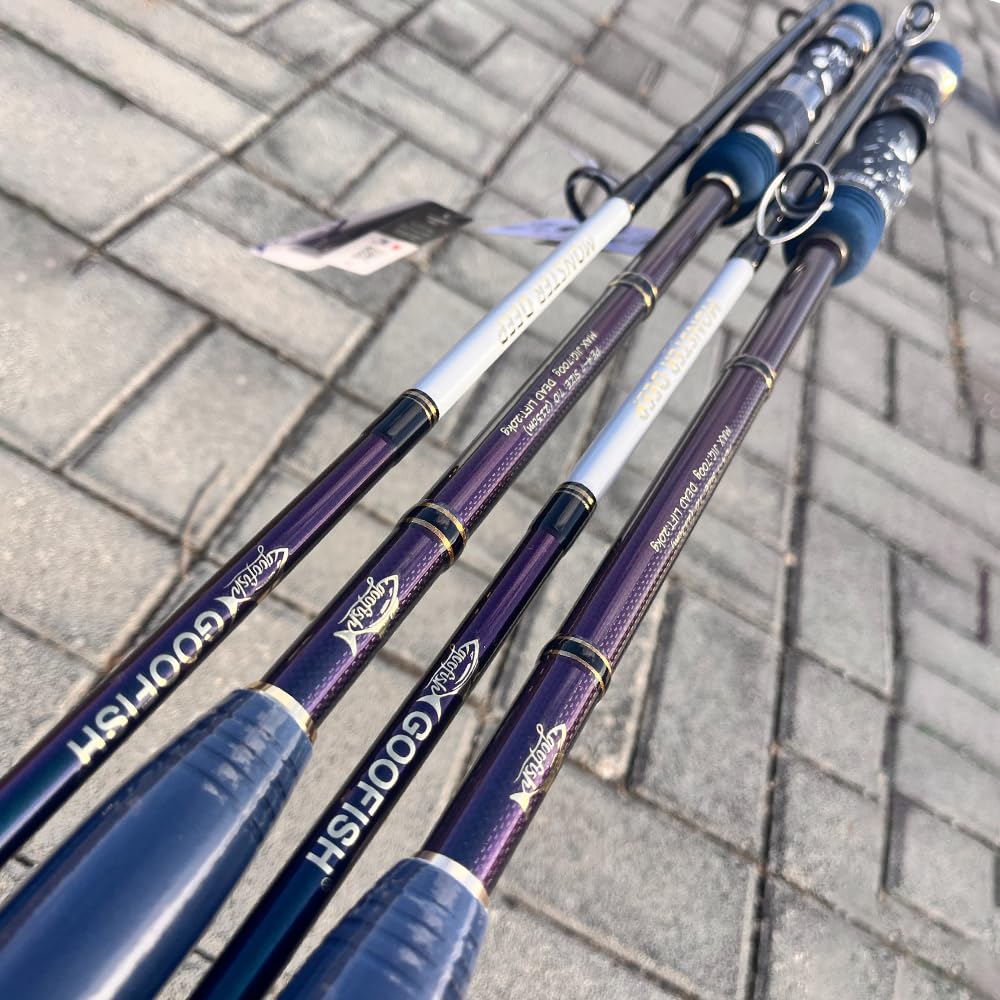 GOOFISH® Monster DEEP-7ft(213cm) Length PE4-7 Jig 200-700g Japan Fuji Solid Nano Slow Pitch Jigging Rod (Casting&Left Spiral Guide WRAP, Butt Joint(2PIECE) Model)
