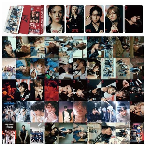 KPOP Stray Kids ATE Album Photocards Set - 55 Non-Repeatable KPOP Photo Cards for Fans, Gift for Boys and Girls, Red