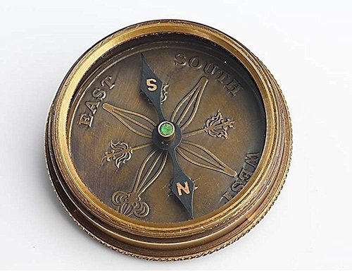 Engraved Solid Brass Compass with Leather Case – Vintage Gift for Travelers & Adventurers