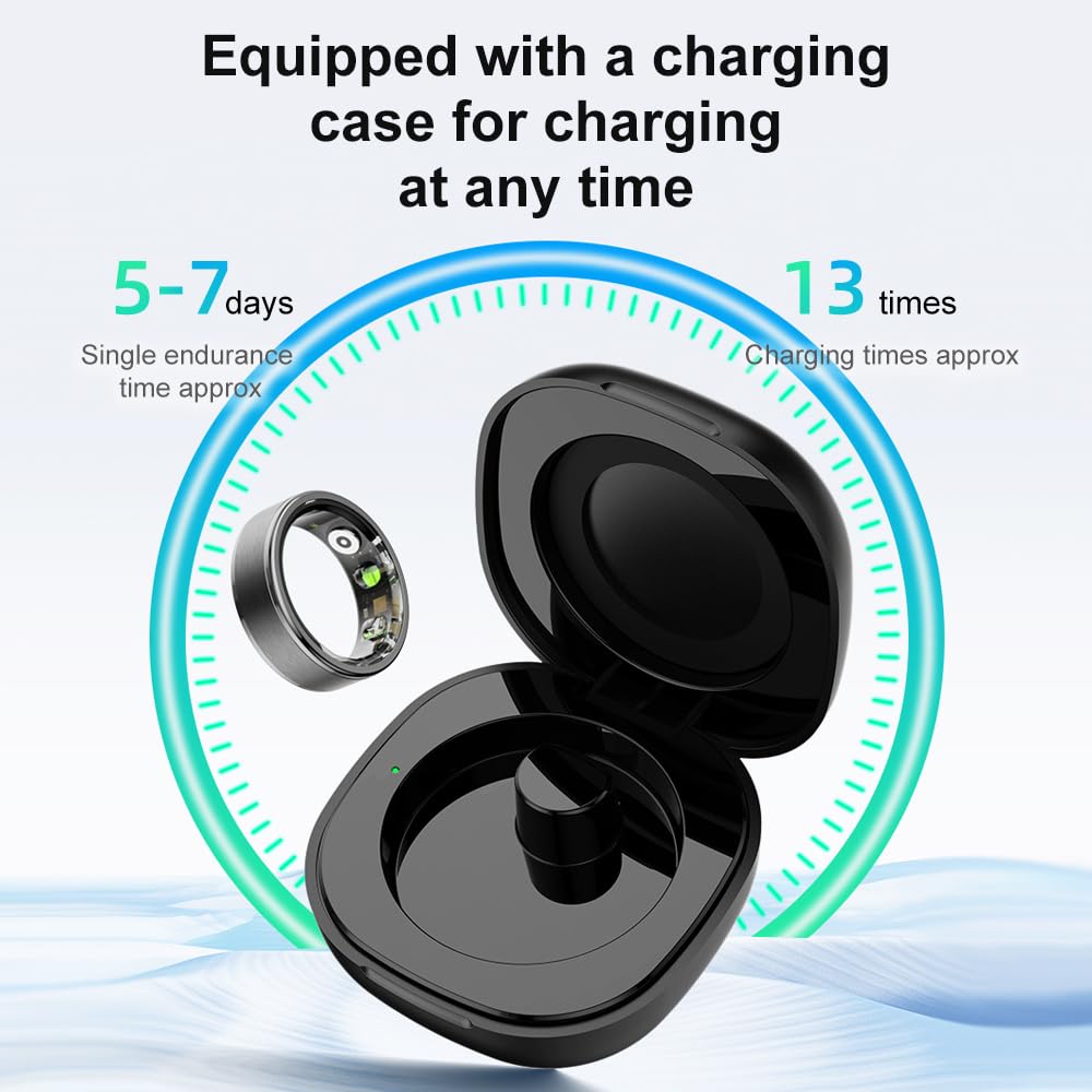 Fitness Smart Ring with 7/24 Heart Rate Monitor Pedometer Sleep Ring Waterproof Tracker Casual Sports Ring Gold Black Ring