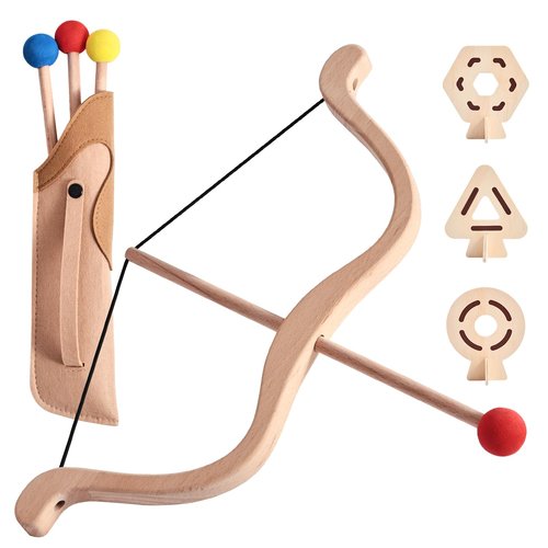 Etucdose Kids Bow and Arrow Set | Wooden Archery Toy for Kids | Includes 3 Arrows, 3 Targets, 1 Quiver | Indoor and Outdoor Archery Bow Gift Toys for Boys and Girls Aged 3+ Wooden Toys