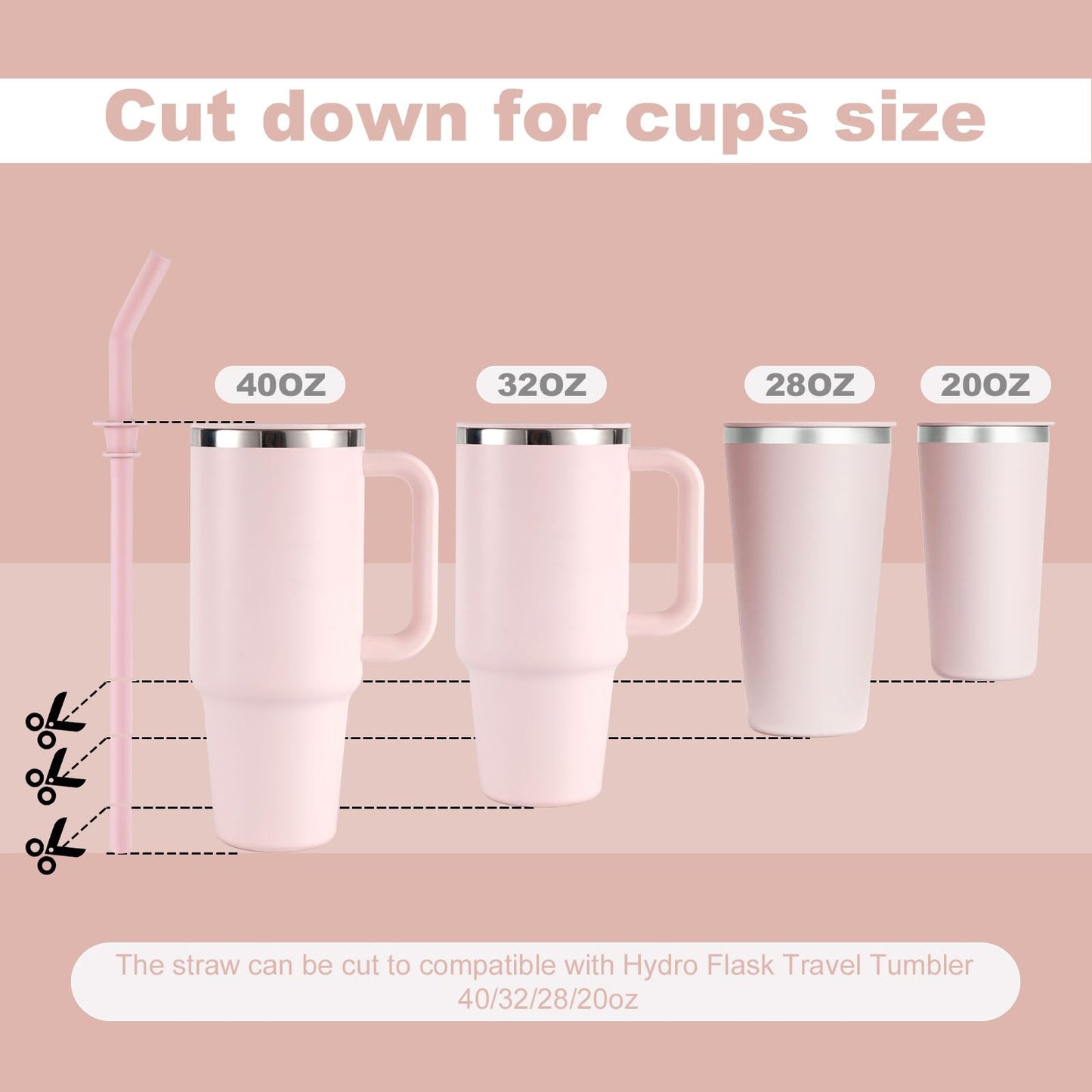 5pcs Replacement Straw for Hydro Flask Travel Tumbler 40/32/28/20oz, Reusable BPA Free Silicone Straws and Cleaning Brush for Hydroflask Water Bottle Accessories Parts (5 Colors)